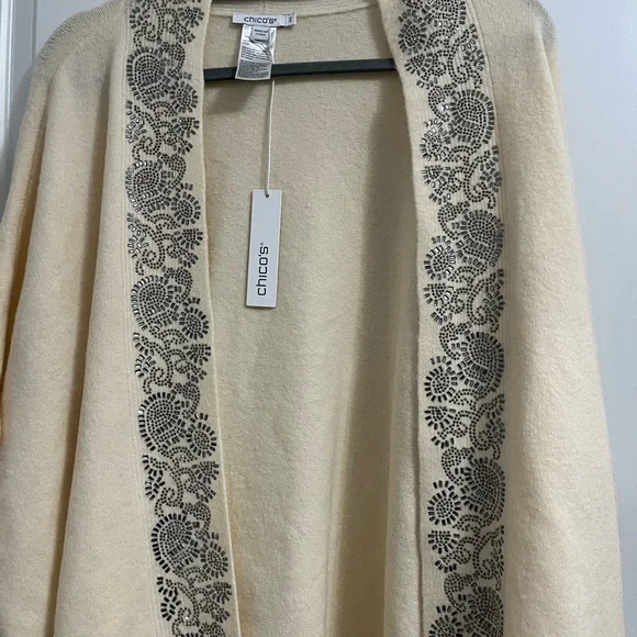 Chico's Ivory Sweater with Black Embellishments - Picture 6 of 6